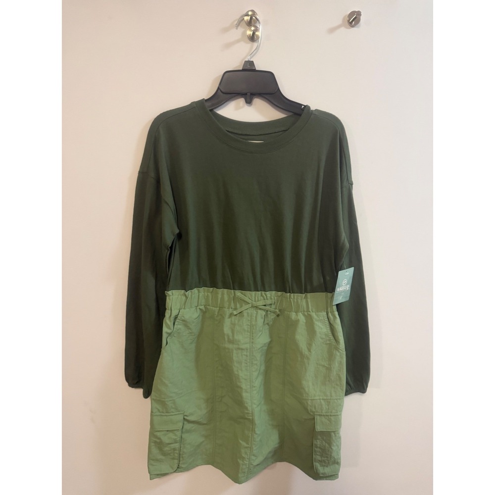 Magellan Outdoors Girls Green Cargo Long Sleeve Dress Size L 12-14 NWT